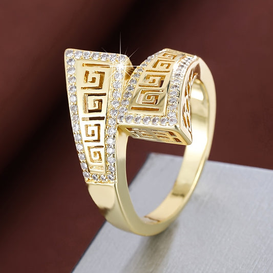 Vintage Geometric Cross Ring for Women in White Gold Plating