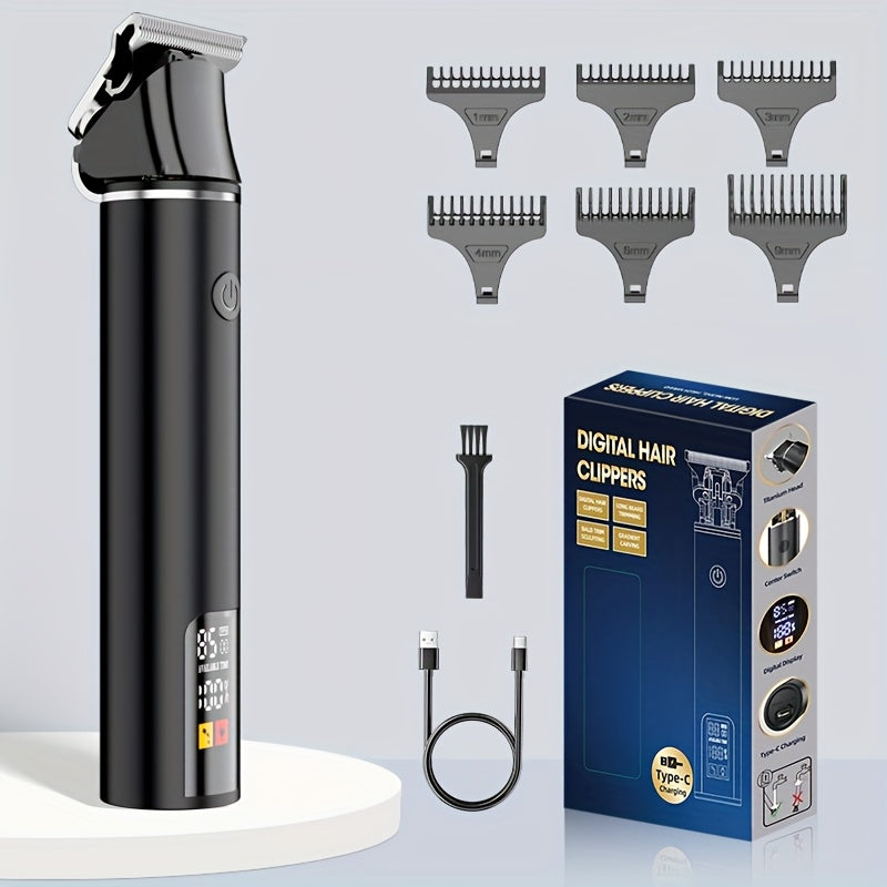 Men's Hair Trimmer, Hair Salon Electric Hair Clipper, USB Fast Charging, Men's Shaver, Shaving Scissors, Home Hairdressing Tools, Men's Facial, Comes with 6 Size Limit Combs, Surprise Gifts - ayq