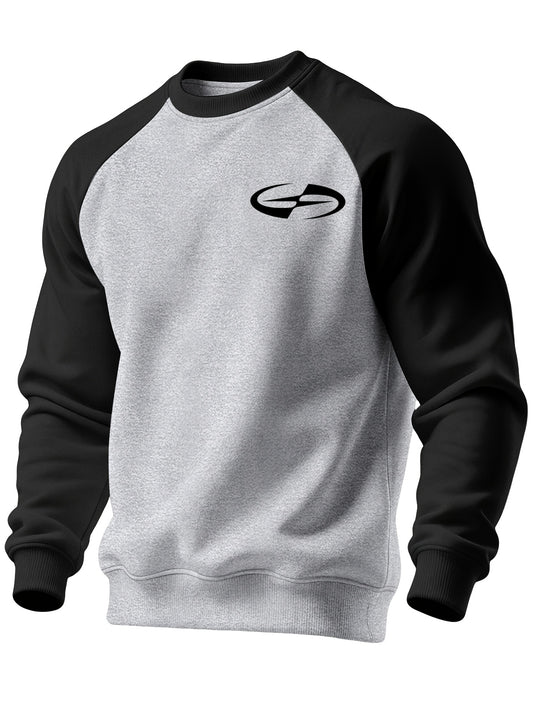 Men's Casual Crew Neck Black Print Sweatshirt for Spring/Fall