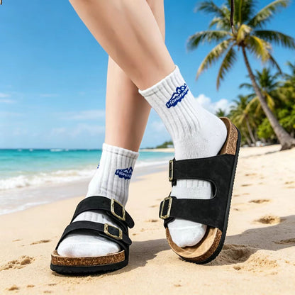 Men's Double Buckle Cork Footbed Sandals with Non-Slip Sole