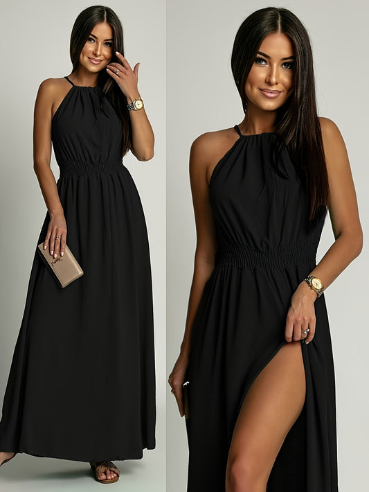 Elegant Strapless Solid Color Dress for Women Spring Summer