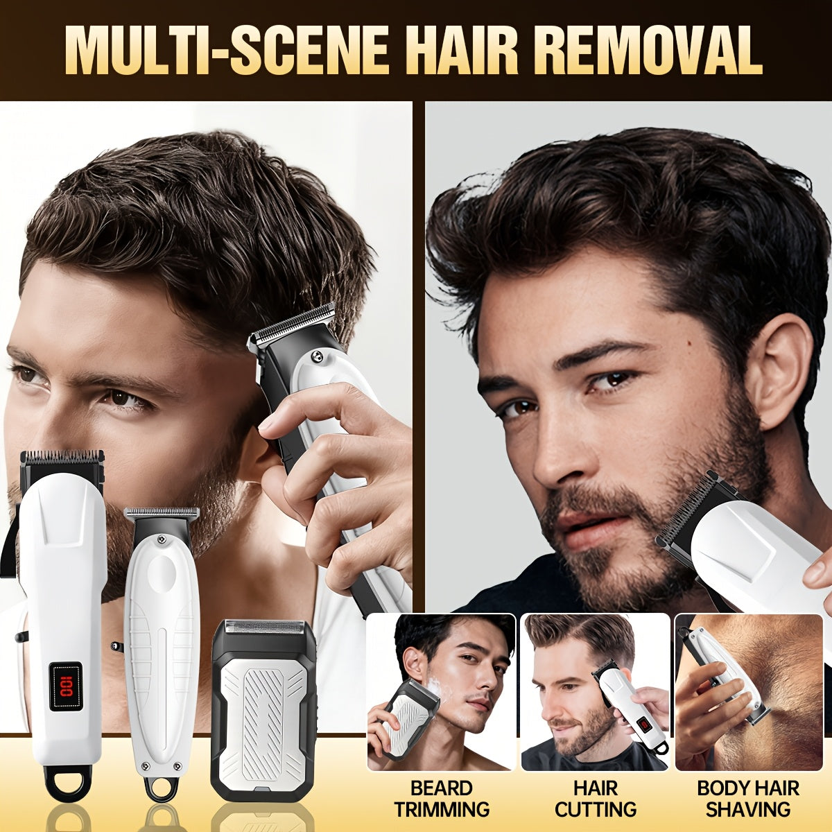 2pcs/3pcs Men's Electric Hair Clipper Set & Beard Trimmer Set. Home-use electric hair clipper + sculpting trimmer + reciprocating shaver. Haircutting, shaving, sculpting, and sideburn trimming. Christmas gift. for home, car, - ayq