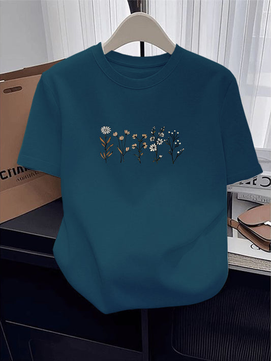 Women's Casual Cotton T-Shirt, Short Sleeve, Comfortable Fit - ayq