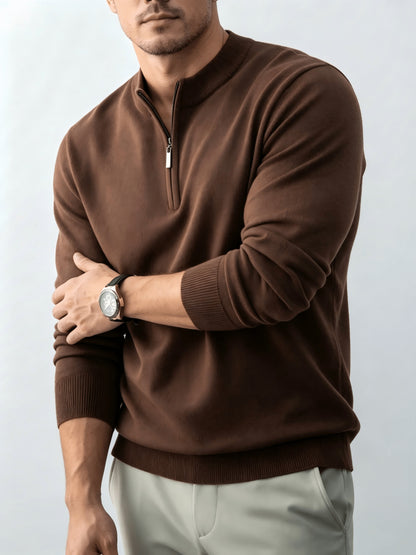 Men's Fall/Winter Half-Zip Stand Collar Knit Pullover Sweater