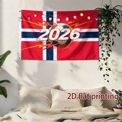 Norwegian 2026 Football Fan Banner - Single-Sided Polyester
