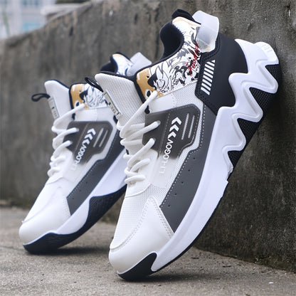 Men'S Stylish High-Top Sneakers with "WOD" Logo - Comfortable, Non-Slip Lace-Up Athletic Shoes for Outdoor Activities, All-Season Wear, Casual Sports Style, Rubber Sole, Fabric Upper, Casual Athletic Shoes   Stylish High Top