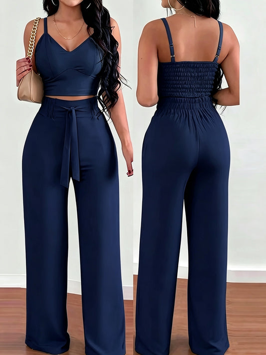Women’s Chic Floral Print Camisole & Wide-Leg Pants Set