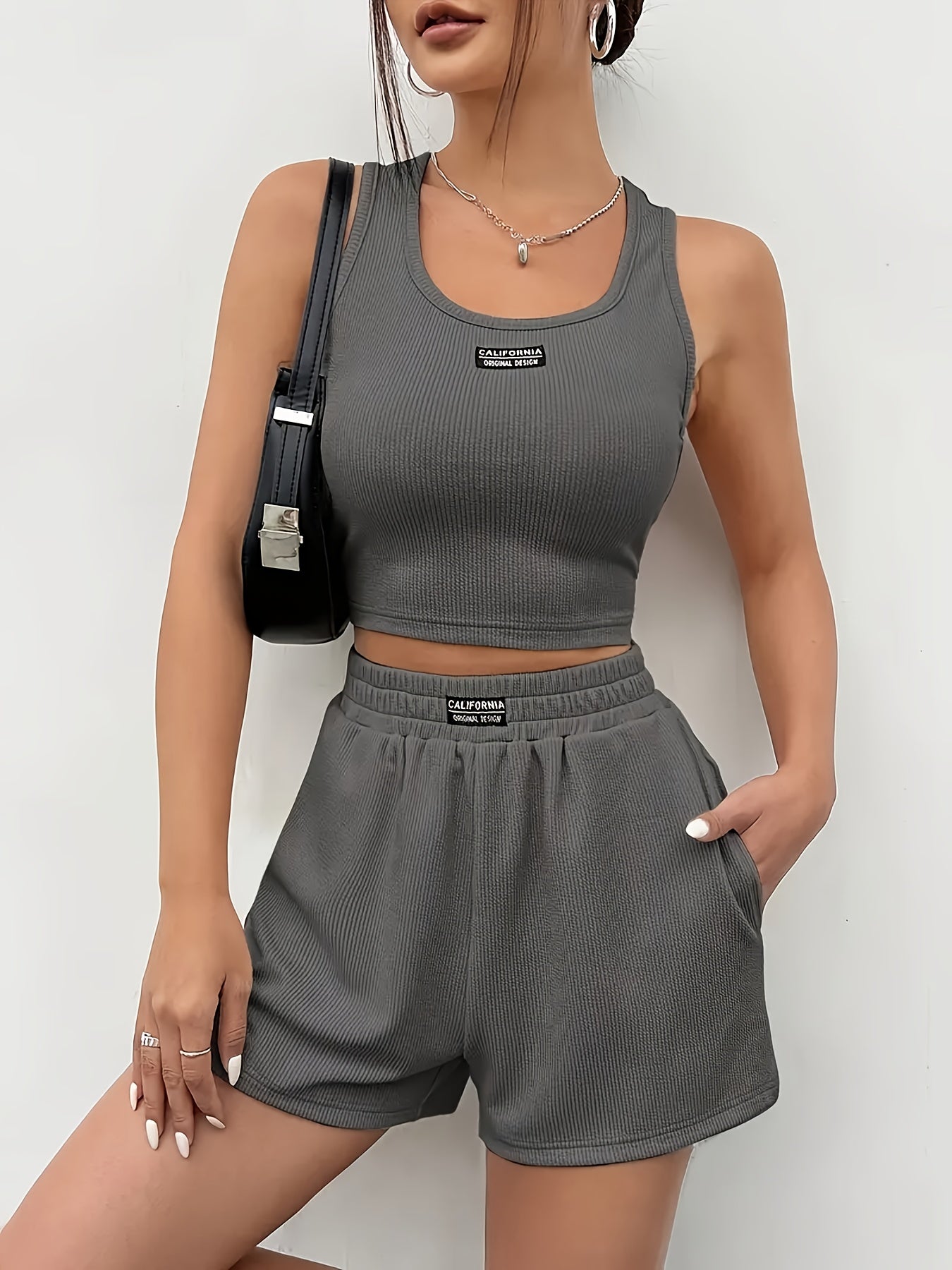 Women’s Fitted Tank Top and Shorts Set for Spring Summer