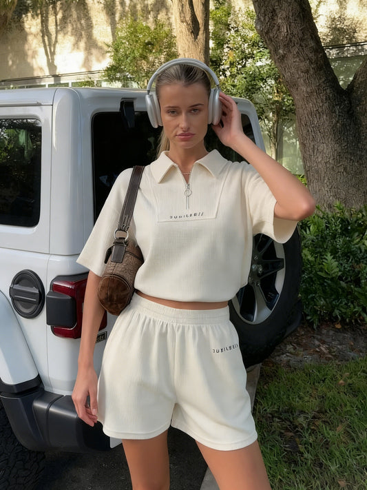 Women’s Summer Sports Polo Top and Shorts Set