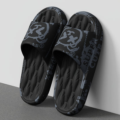 Men's Casual Printed EVA Slippers with Soft Sole, All-Season