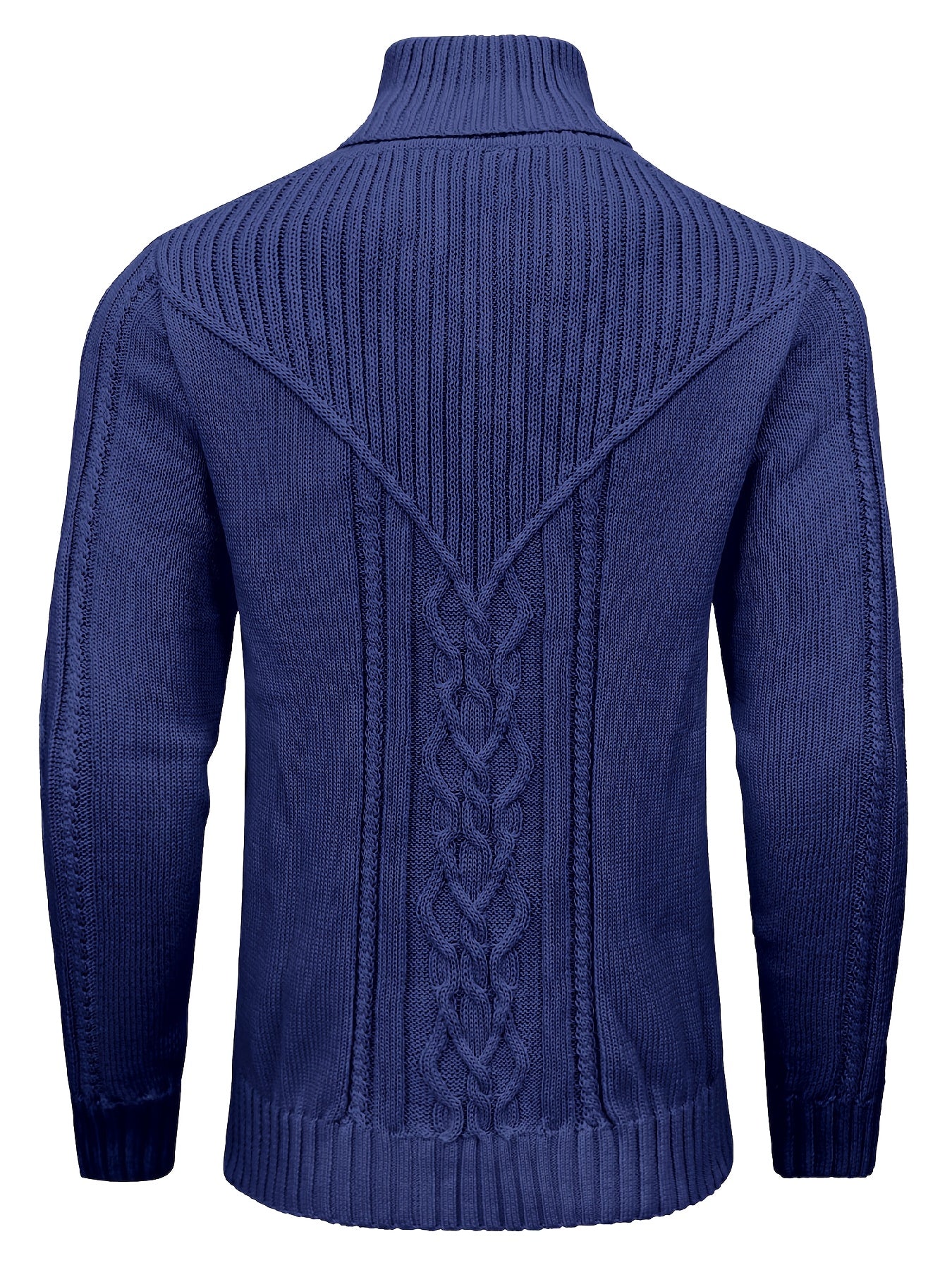 Men's High Collar Warm Knit Sweater - Stretchy Fashion Ribbed Pullover, Elegant Gentleman Cardigan