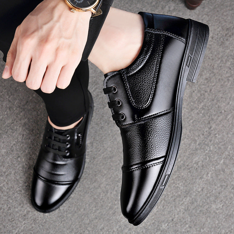 Men's Casual Business Lace-Up Low-Top Shoes, Anti-Slip Rubber Sole