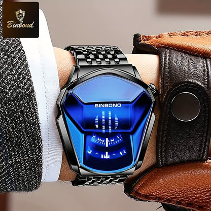 BINBOND Men's Quartz Business Watch Stainless Steel Strap