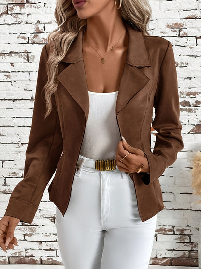 Women'S Elegant Blazer Jacket - Notch Lapel Business Coat, Structured Fit Jacket for Office, Formal Events & Everyday - Chic Professional Outerwear in Brown/Black/Gray/ - Spring/Fall Women'S Clothing, Office Wear, Sophisticat