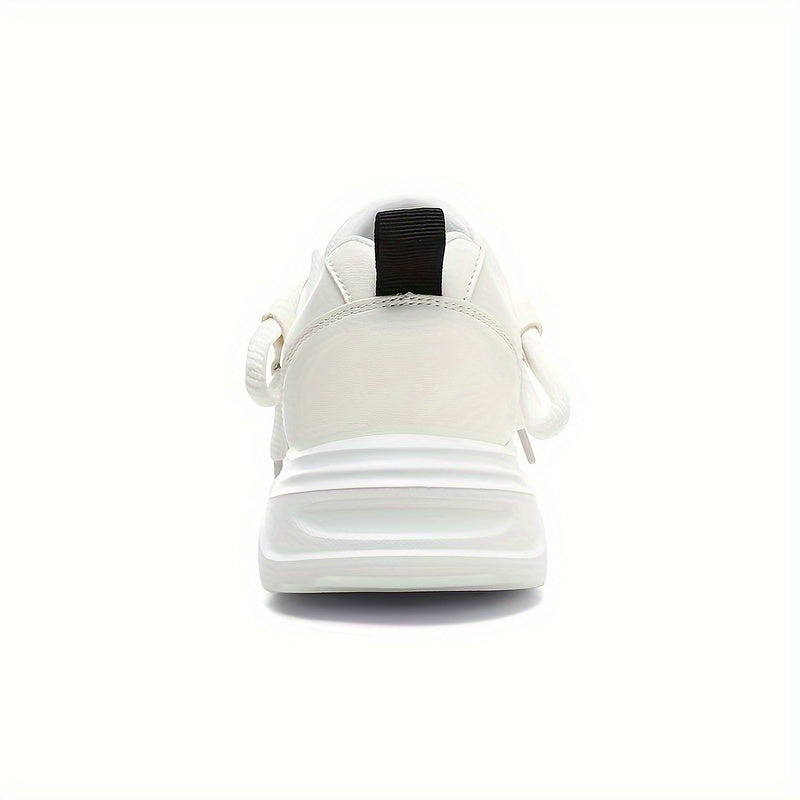Men's Breathable Sneakers in White - Casual  Sporty Lace-Up Running Shoes with EVA Sole