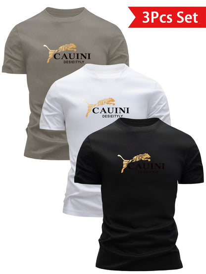 3pcs Men'S Heavyweight 100% Cotton T-Shirts - Breathable Crew Neck Tees, Dark Grey/White/Black Color Options - Everyday Casual & Formal Wear - Soft Everyday Essentials for Men, Cotton T Shirts, Summer Clothing, Classic Fit Te - ayq