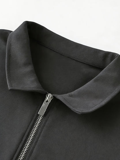Men's Slim-Fit Zip Shirt with Short Sleeves, Featuring a Minimalist and Trendy Style. Designed with a Half-zip Collar, It Is Made of Soft, Skin-friendly Stretch Fabric That Is Breathable and Sweat-wicking. The Form-fitting De - ayq
