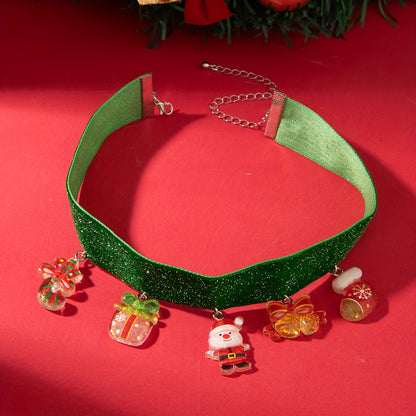 1pc Women's Glittering Candy Necklace with Lollipop & Lingerie Charm - Multicolor Party Necklace (Pink, Yellow, Red, Green, Clear) - Christmas Party Jewelry with Tassel & Heart/Star/Candy Cane Charms - Festive Statement Neckl