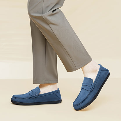 Men's Wide Fit Casual Suede Loafers Comfortable Slip-On Flats