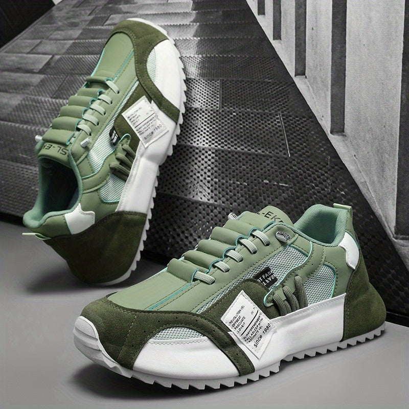 Men's Fashionable Platform Sneakers, Suitable for All Seasons, Available in Green, Black, and White. These Casual Sneakers Are Ideal for Walking and Everyday Use - ayq