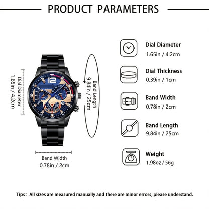4pcs Men'S Practical Set, Including a Business Quartz Watch, a Business Belt, a Business Wallet, And Stylish Glasses - The All-Black Series Highlights a Business Demeanor, Representing Men in Business, High-End And Classy