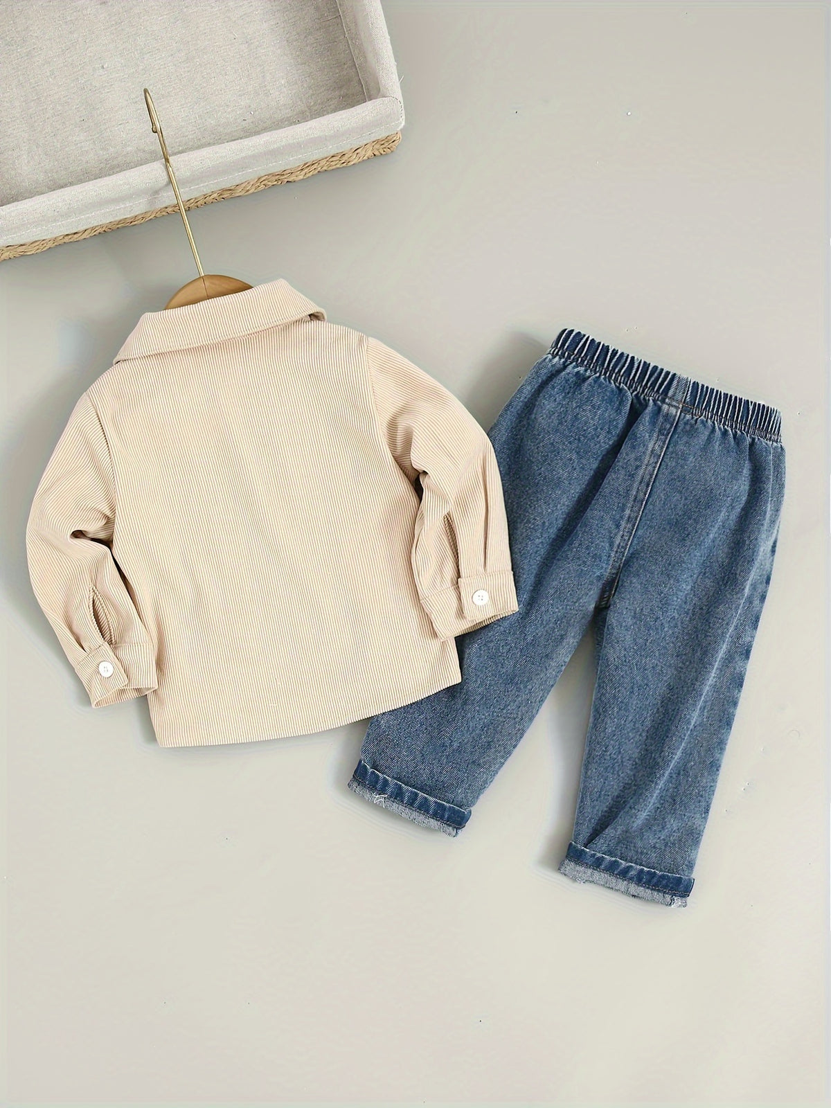 Boys' Cotton Blend Shirt and Jeans Set for Fall/Winter - ayq