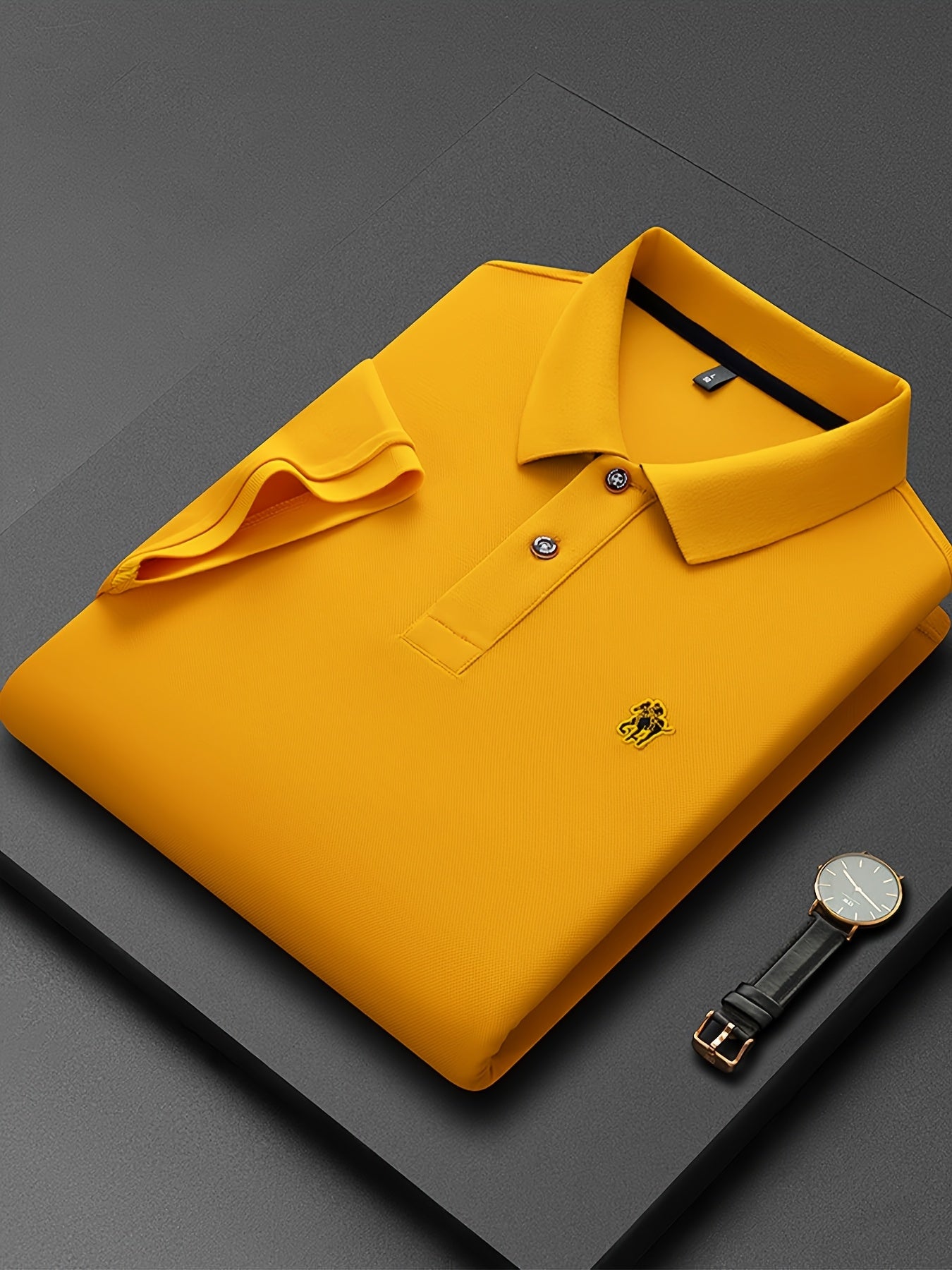 Men'S Stylish Short-Sleeve Polo Shirt Featuring a Contrasting Ribbed Collar And Exquisite, a Timeless And Versatile Choice - ayq