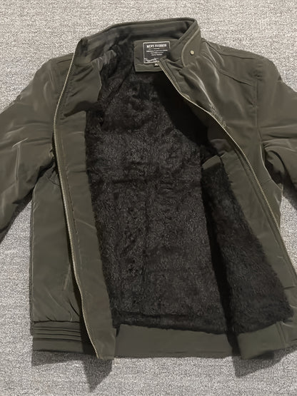 Men's Lightweight Fleece Stand-Collar Coat for Fall Winter