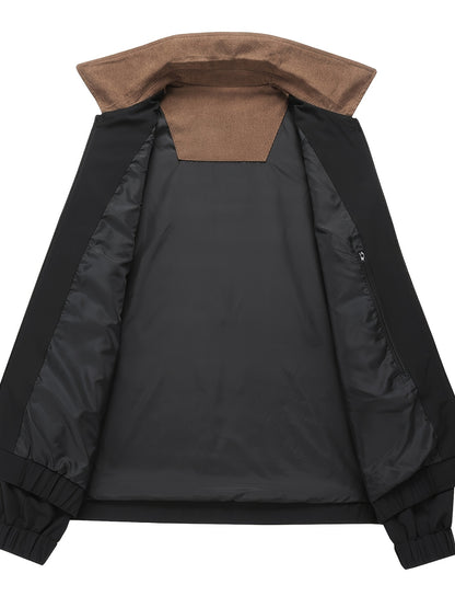 Men's Vintage-Style Loose Fit Baseball Jacket with Pockets