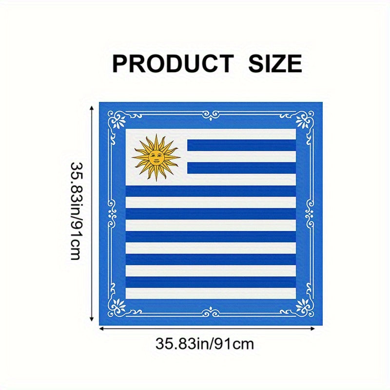 Uruguayan Flag Scarf 35-Inch Square Breathable Polyester