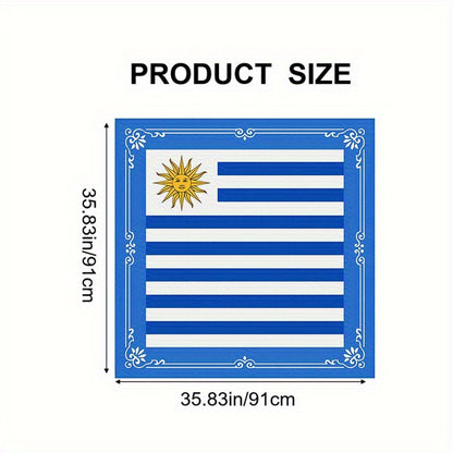 Uruguayan Flag Scarf 35-Inch Square Breathable Polyester