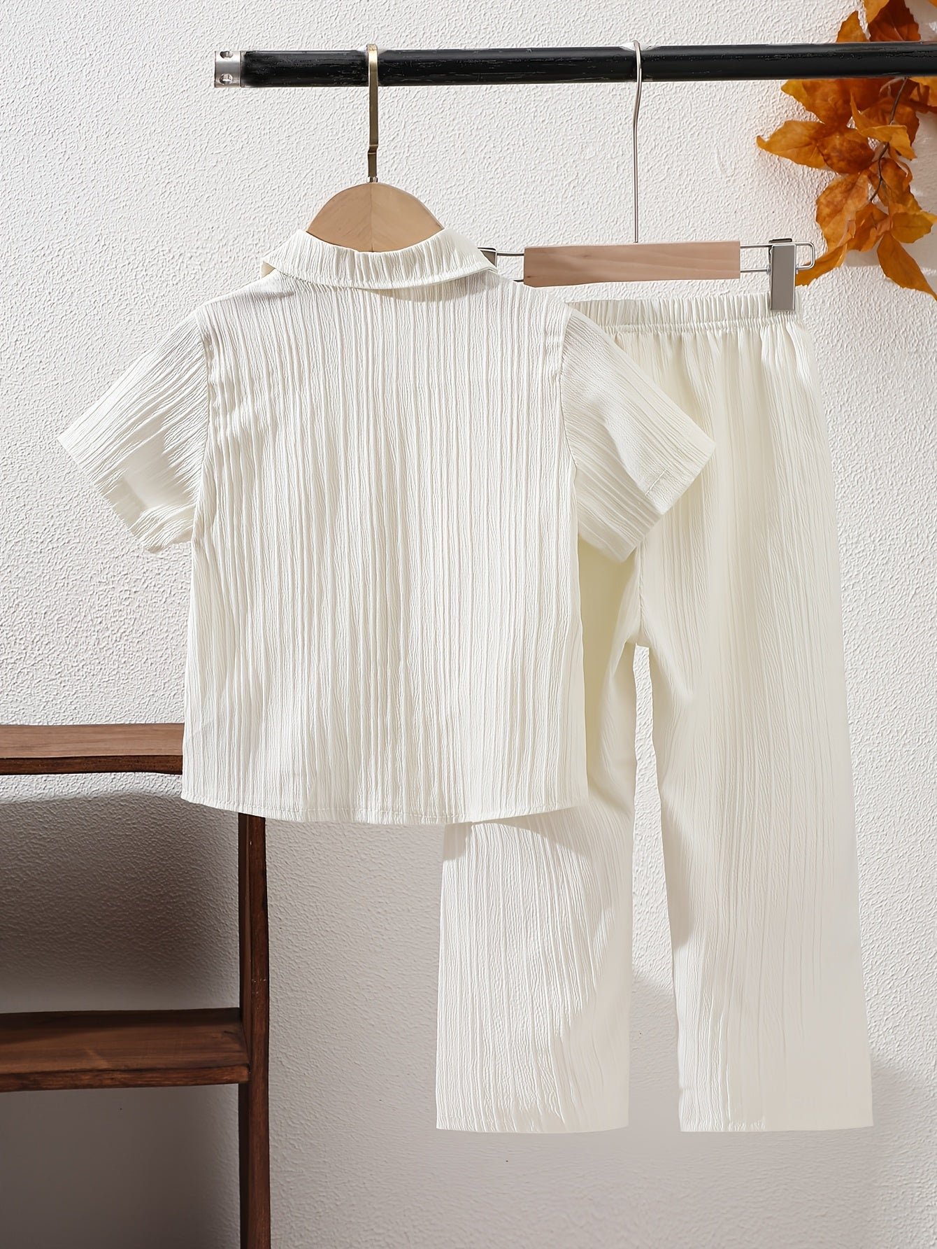Boys' Casual Short-Sleeve Shirt and Trousers Set for Spring/Summer