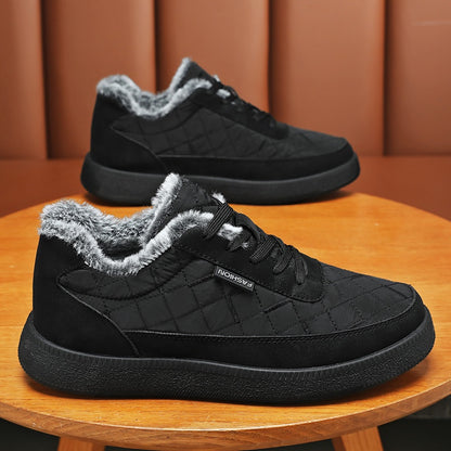 Men'S Winter Boots - Thermal Insulated Cold Weather Shoes with Cushioned Rubber Sole, Lace-Up Ankle Support - Slip-Resistant Traction for Ice, Snow, and Everyday - Low-Top Design in Black/Gray/ - Ideal for Hiking, Travel, Hom