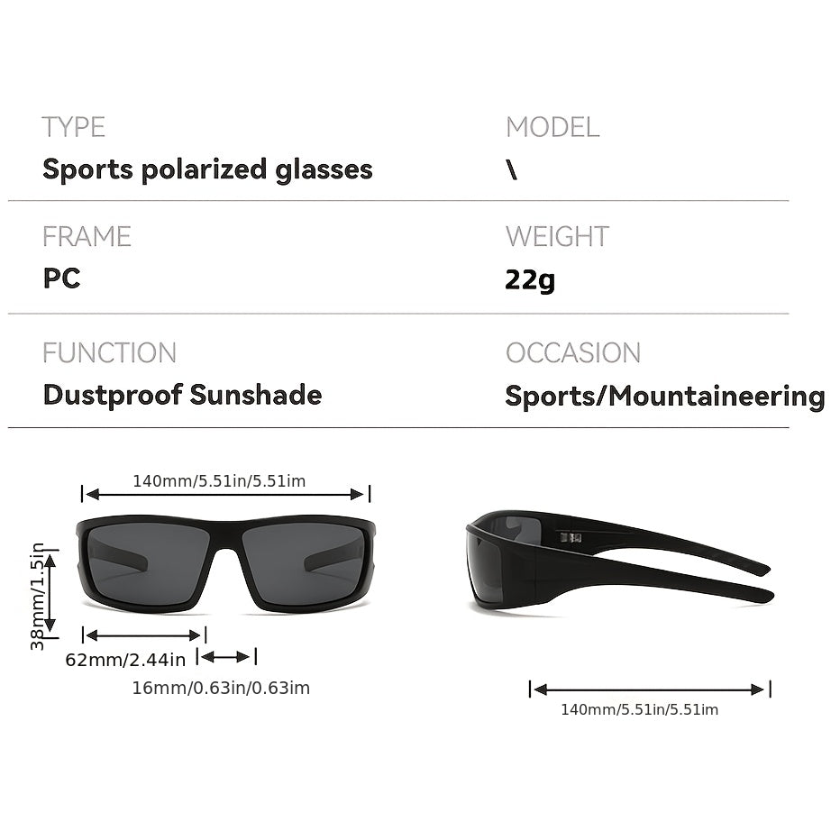 Polarized Sports Sunglasses with Black Full Rim Frame for Men & Women