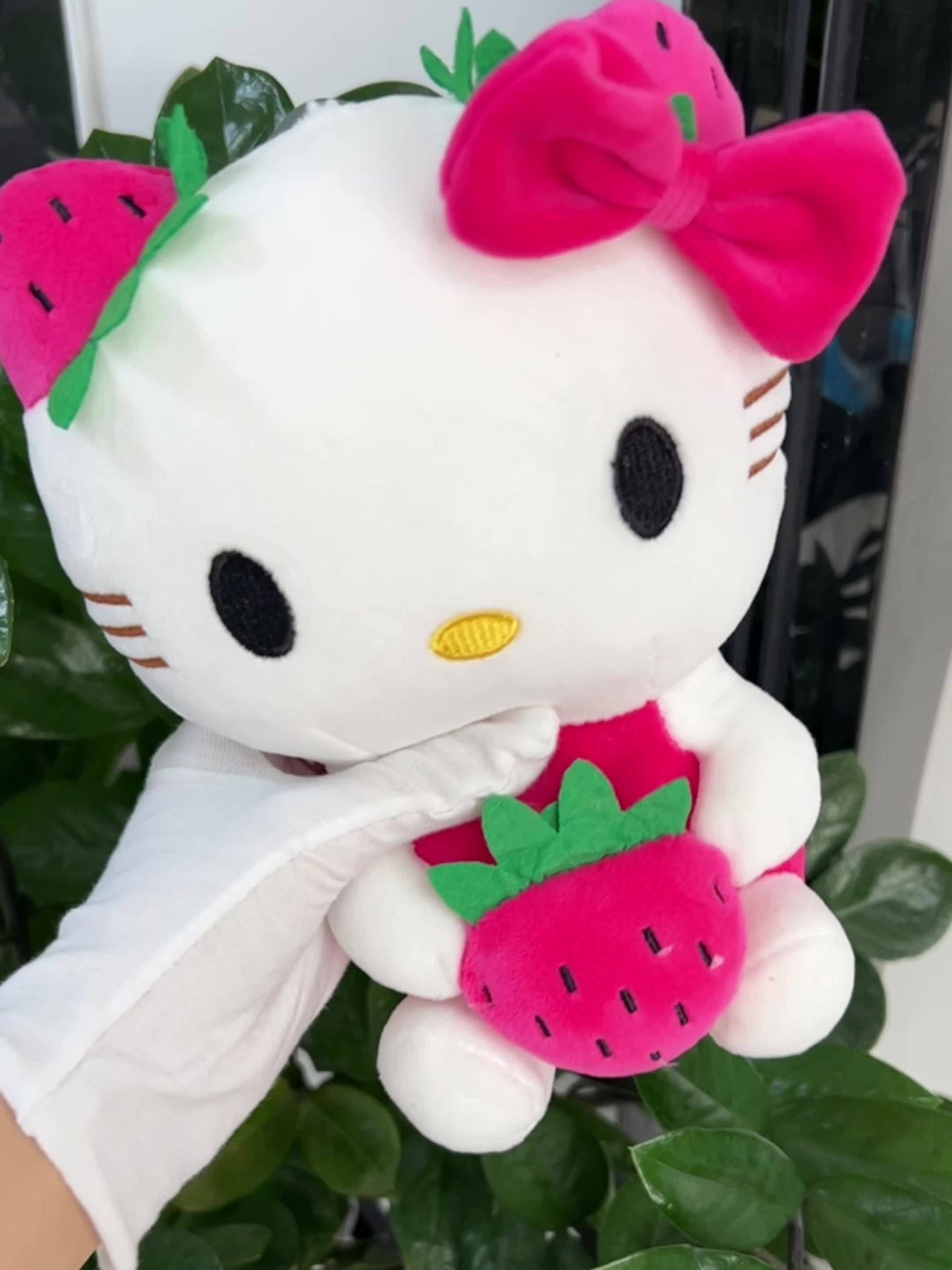Sanrio Hello Kitty Plush Doll - Bright & Cute Strawberry Hugging Body Soft Collectible Figure, Girls Room Decor Gift for, Women, (Hello Kitty Plush Toy)