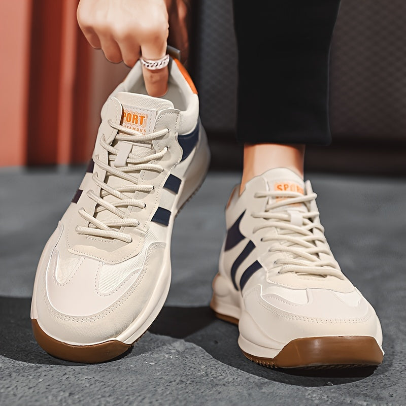 Men's Breathable Lace-Up Sneakers - Casual  Stylish, Versatile for All Seasons, Non-Slip Rubber Sole
