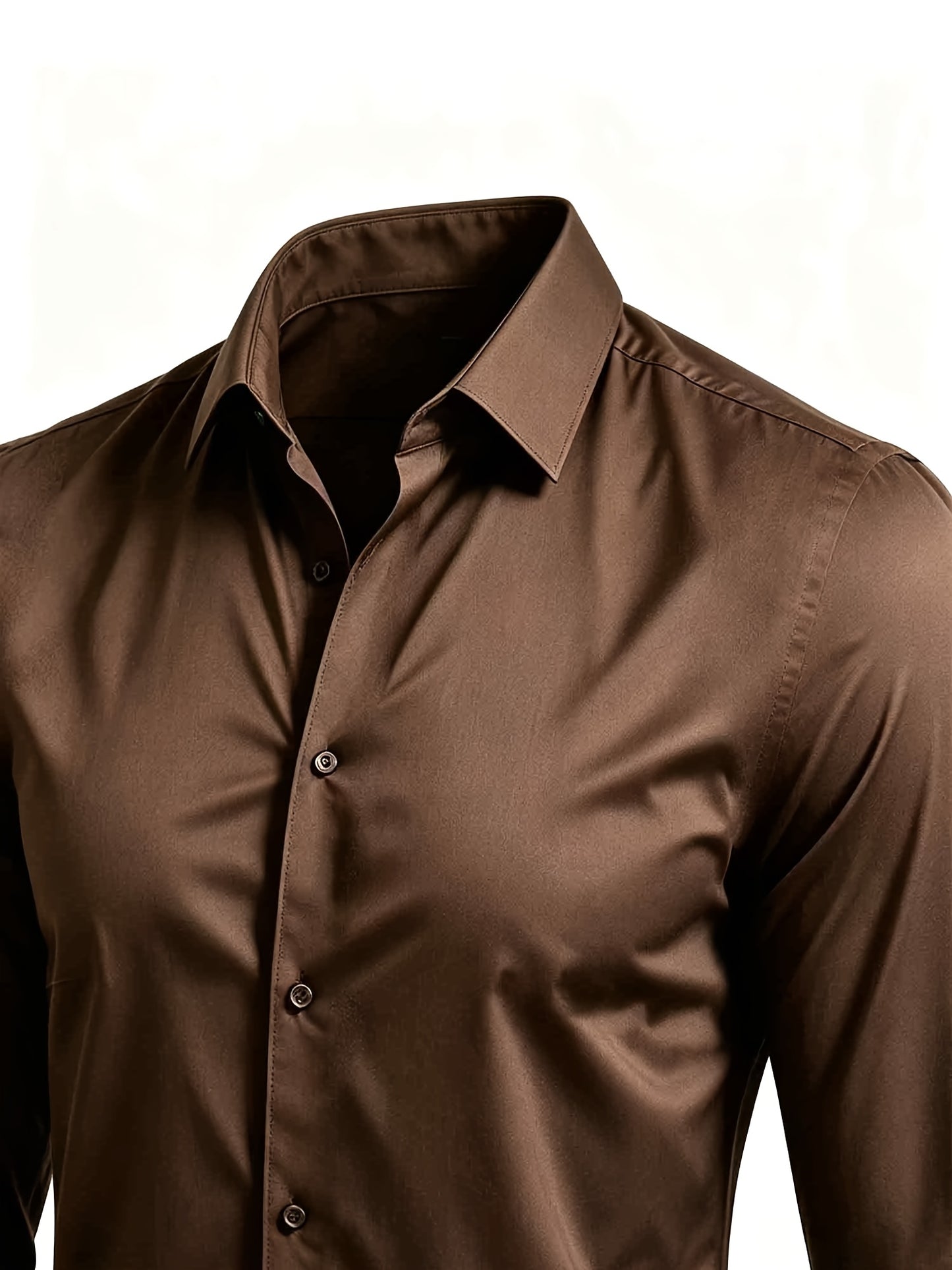 Men's Casual Long Sleeve Button-Up Solid Color Shirt