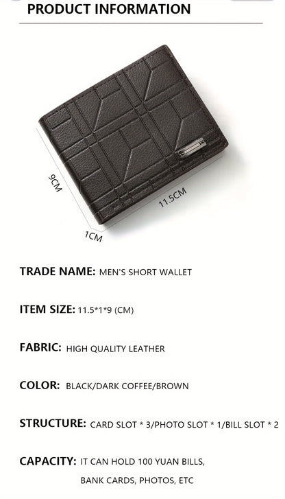 A Sleek Premium Faux Leather Wallet for Men Featuring Several Card Compartments - an Ideal Present for Him.