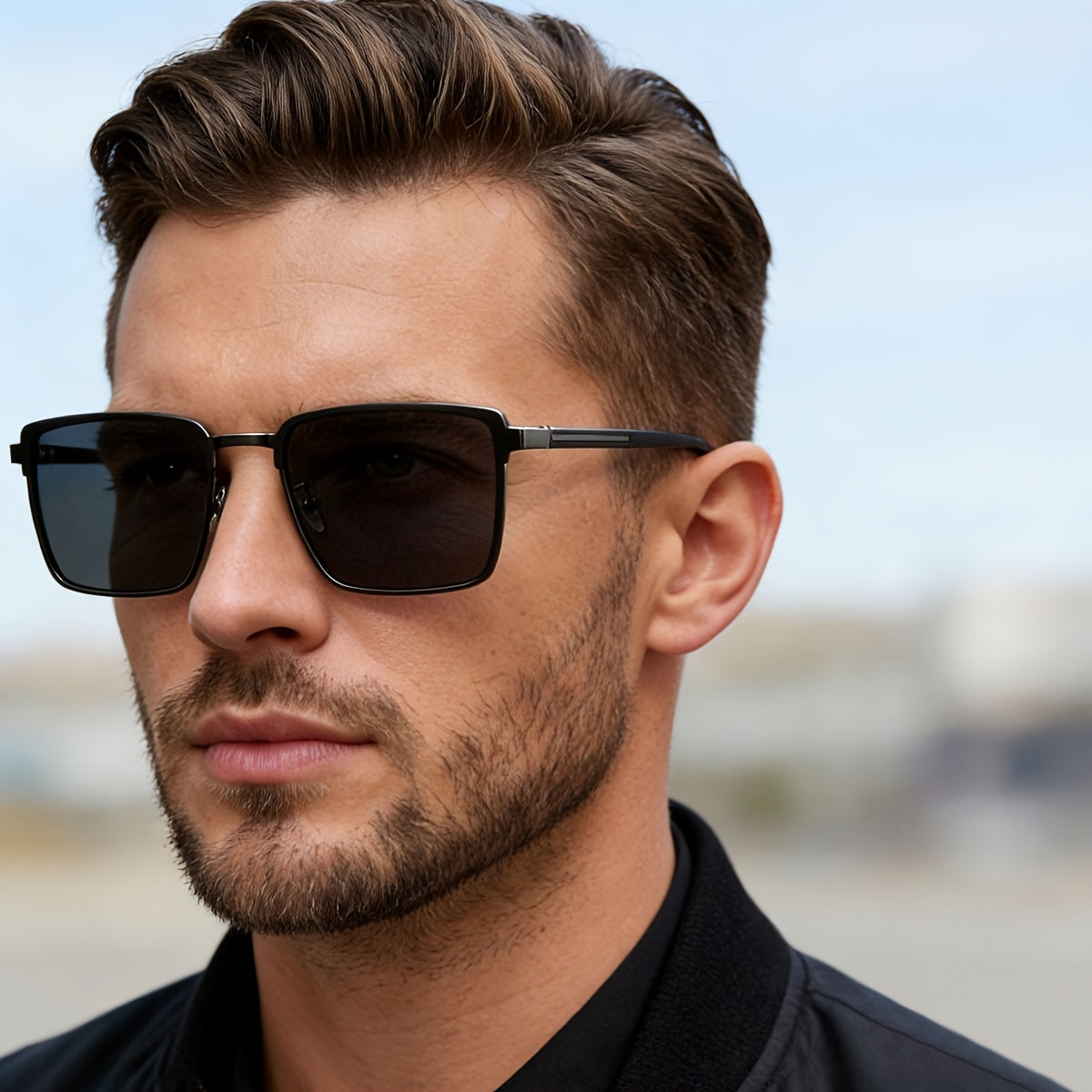 Men's Polarized Casual Sunglasses with Stainless Steel Frame