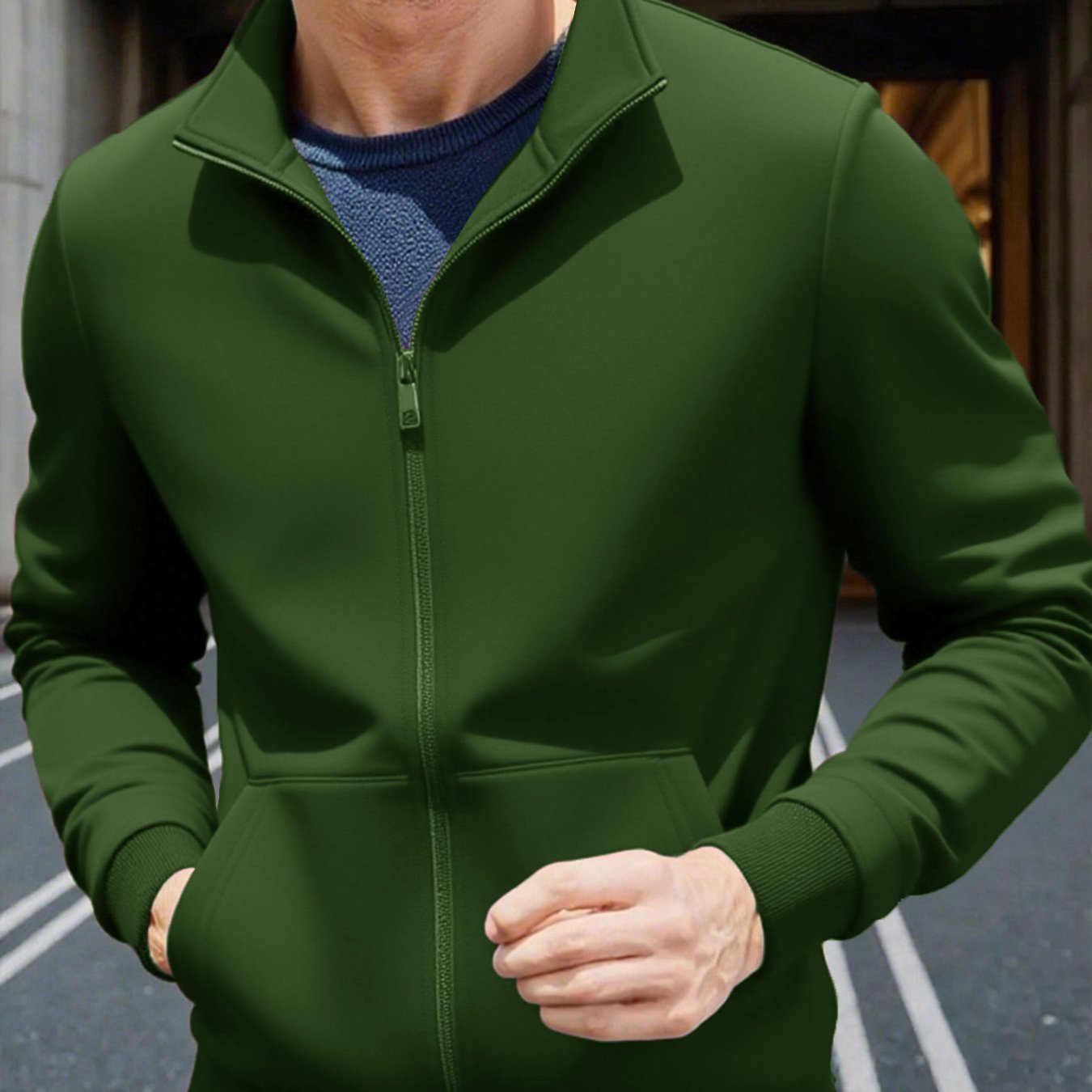 Men'S Lightweight Zip-Up Jacket - Stand Collar Windproof Coat with Full-Zip Closure, Front Pockets - Gym, Hiking, Casual Outerwear - Easy-Care Zipper Jacket for Everyday & Active Lifestyles, Gym Wear, Sleek Design, Durable Co