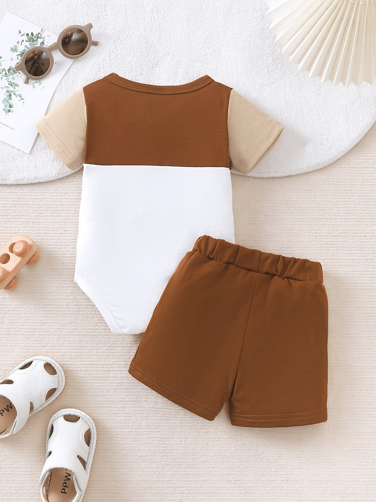 Baby Boy Summer Romper Set Casual Patchwork 2pcs Outfit - ayq