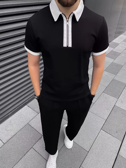 Men's Casual Two-Piece Set - Stretch Comfort Fabric - Suitable for Spring/Autumn Seasons - ayq