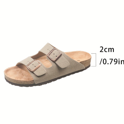 Men's Retro Adjustable Buckle Slippers with Mid-Thick Sole