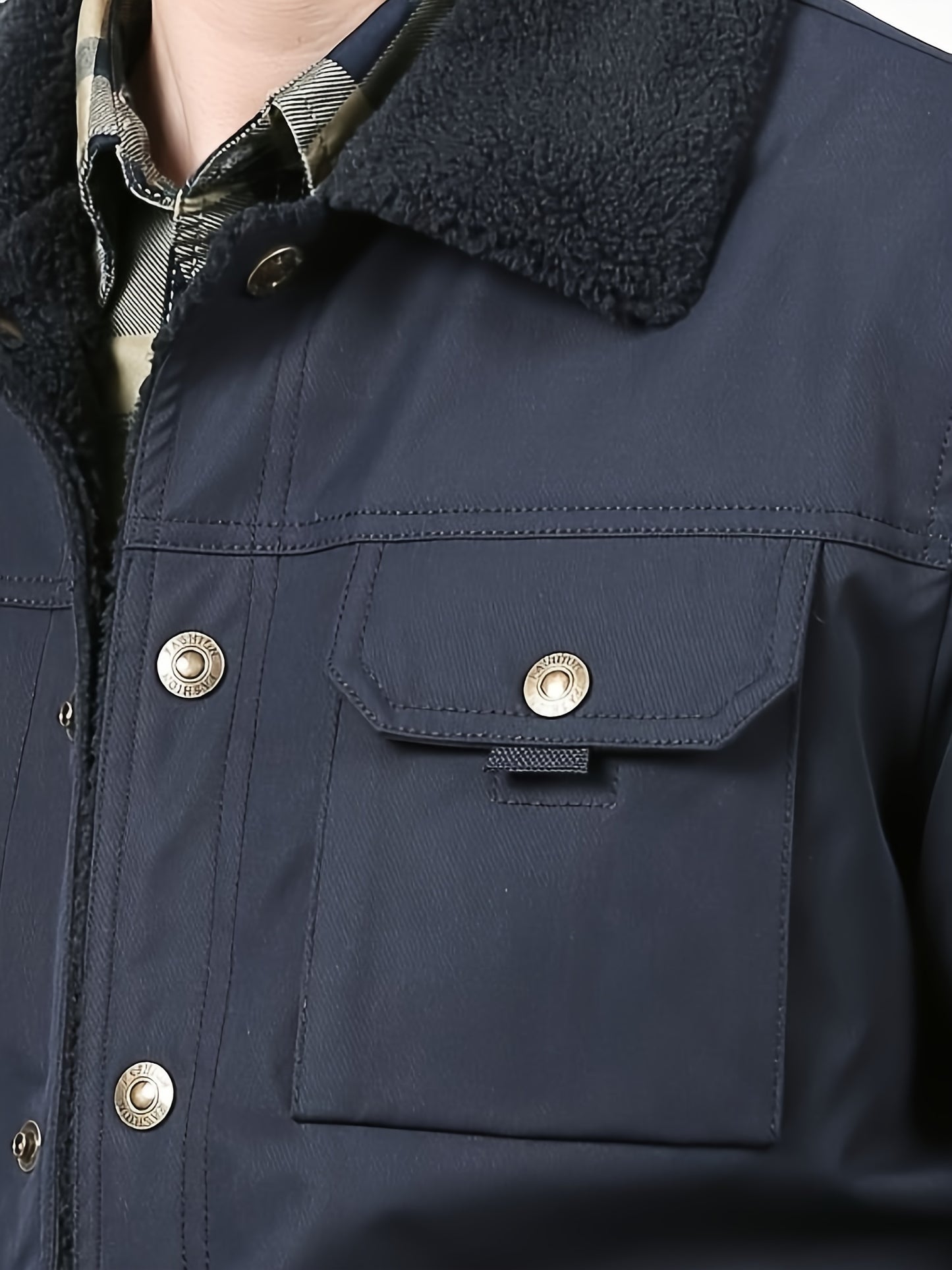 Men's High-End Fashion Casual Versatile Fleece-Lined Thickened Windproof Warm Hooded Winter Jacket