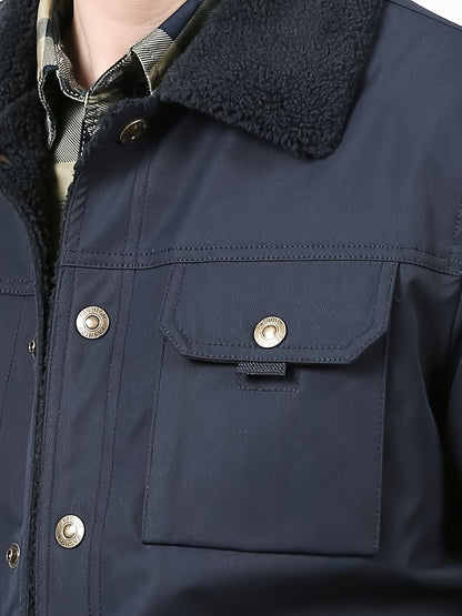 Men's High-End Fashion Casual Versatile Fleece-Lined Thickened Windproof Warm Hooded Winter Jacket