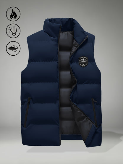 Men's Autumn-Winter Stand Collar Warm Polyester Vest
