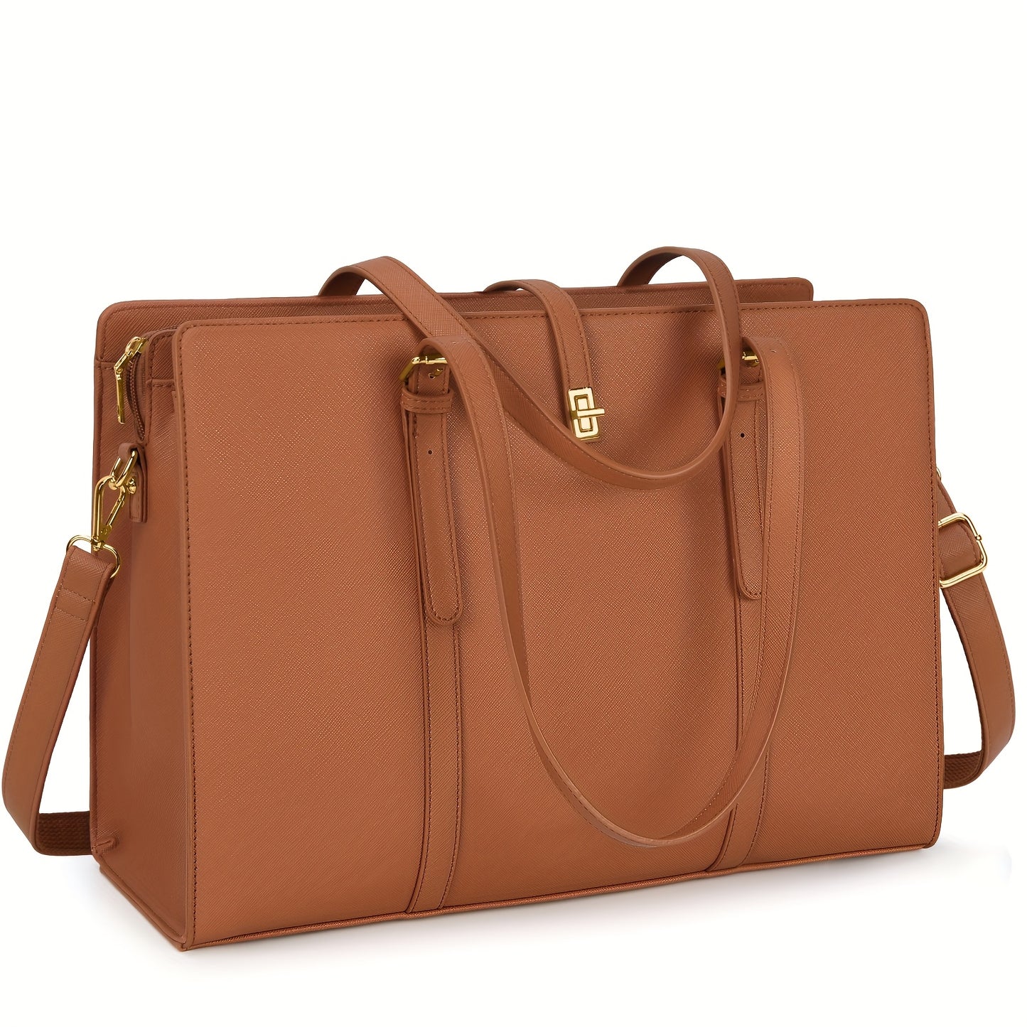 Women's 15.6-Inch Faux Leather Laptop Bag Elegant Business Tote