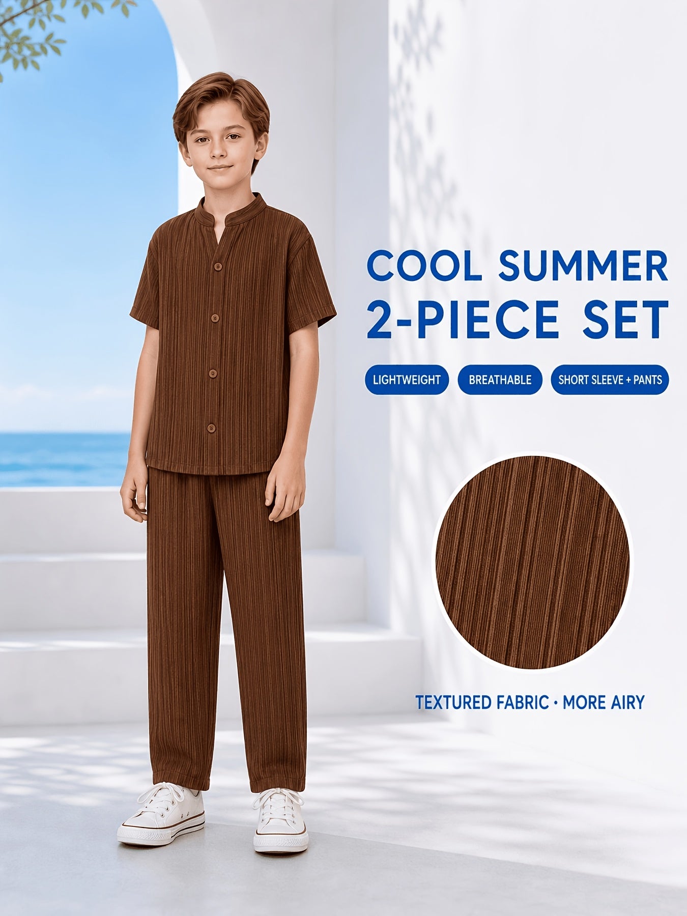 Boys' Vintage Chinese-Style Summer Set with Breathable Fabric
