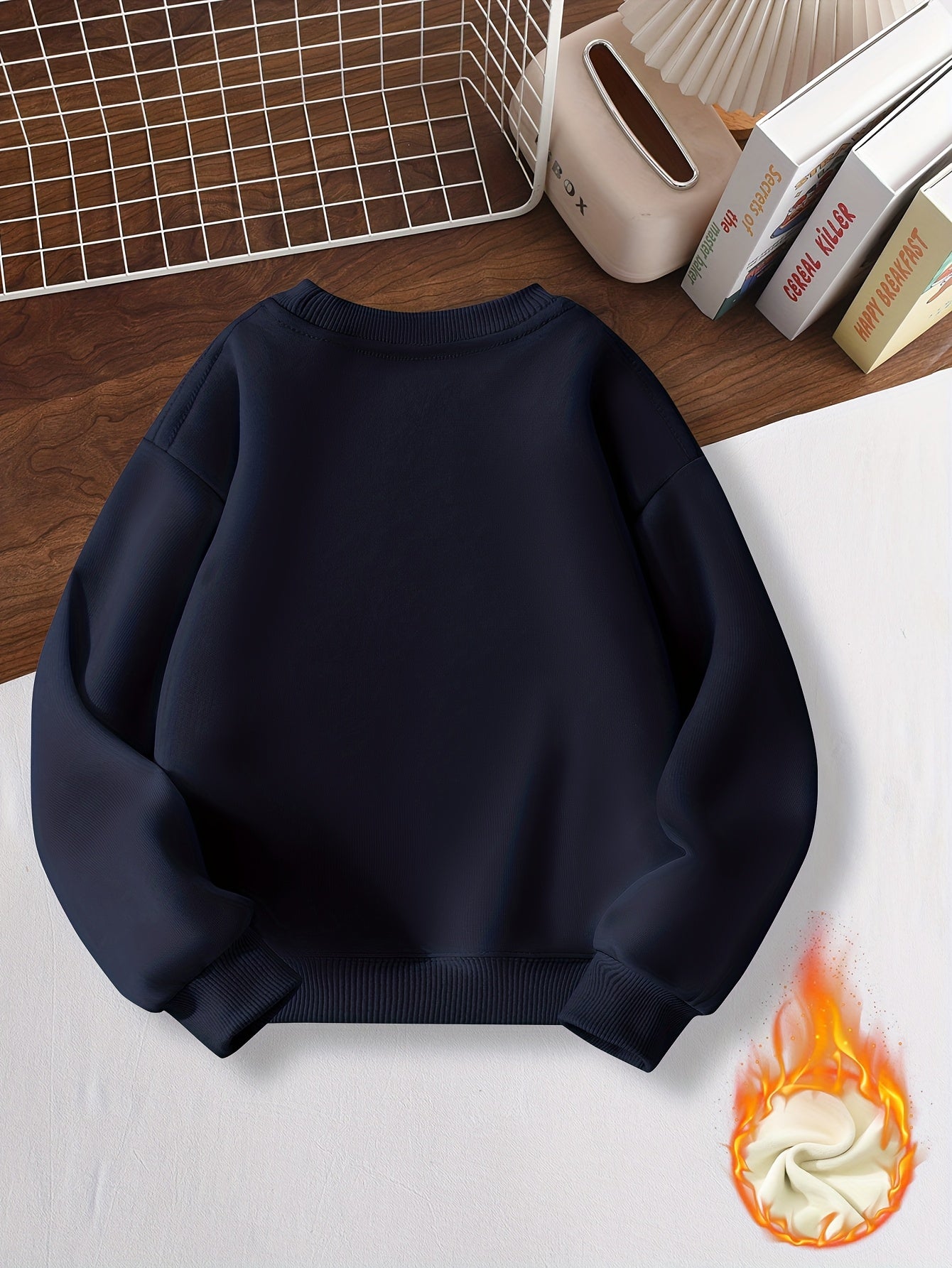 Boys' Warm Fleece Dinosaur Pullover Sweatshirt for Fall Winter
