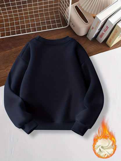 Boys' Warm Fleece Dinosaur Pullover Sweatshirt for Fall Winter